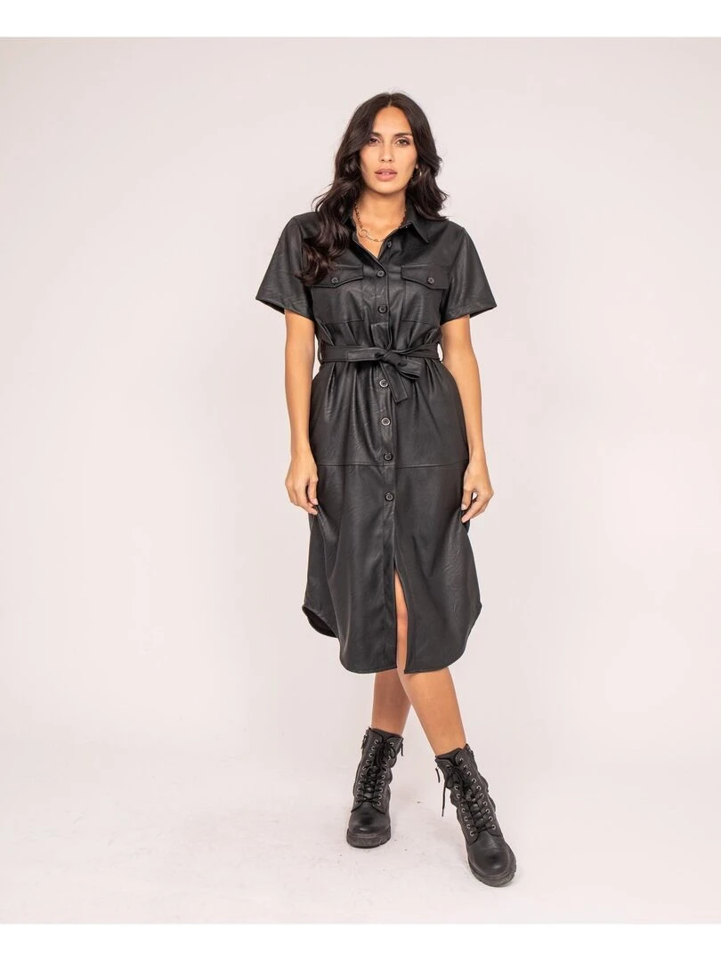 Robe courte simili cuir IRRLY   Noir