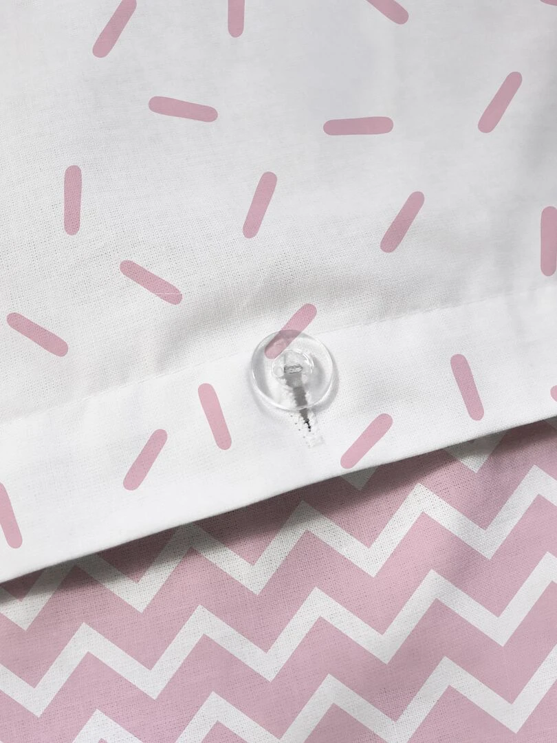 Parure de lit 1 personne réversible   Blanc/rose