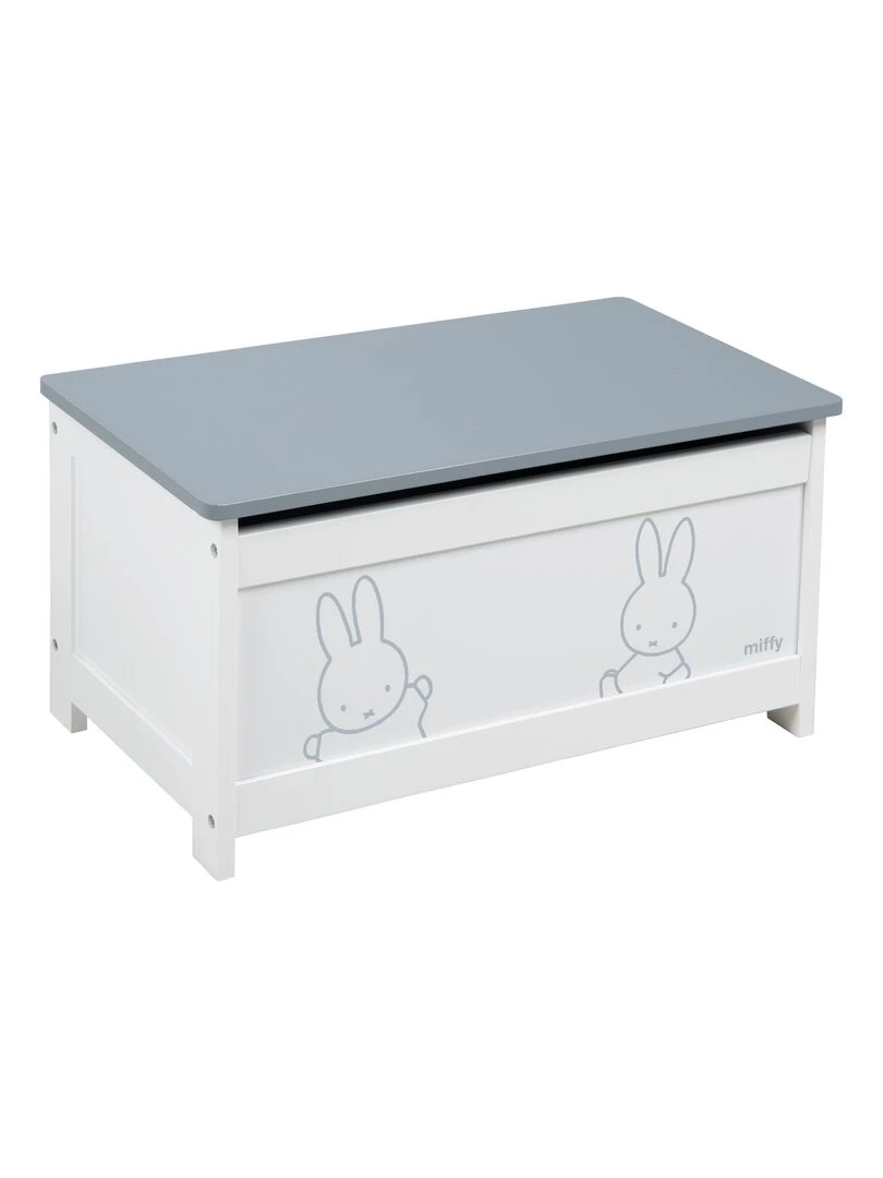 ROBA Banc Coffre à Jouets "miffy®" en Bois pour Enfant Fermeture Douce Blanc/Motif Lapin Gris Blanc