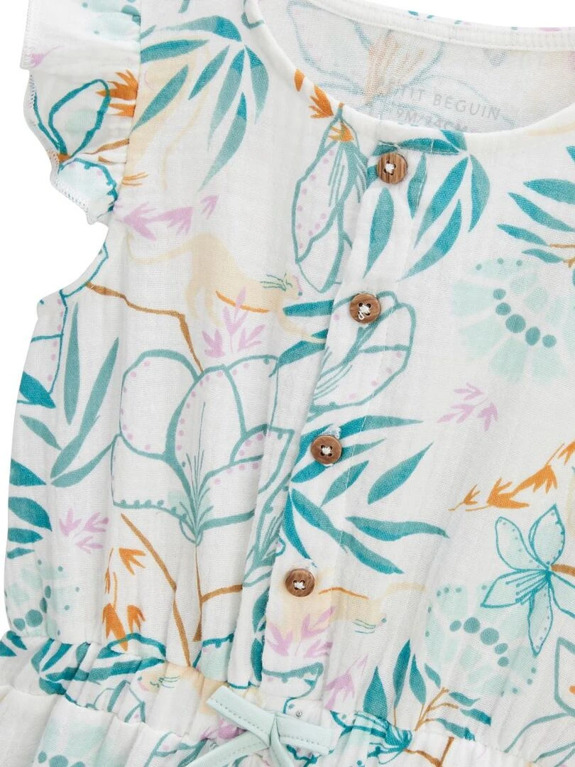 Combishort bébé + chapeau en gaze de coton Patroika   Ecru