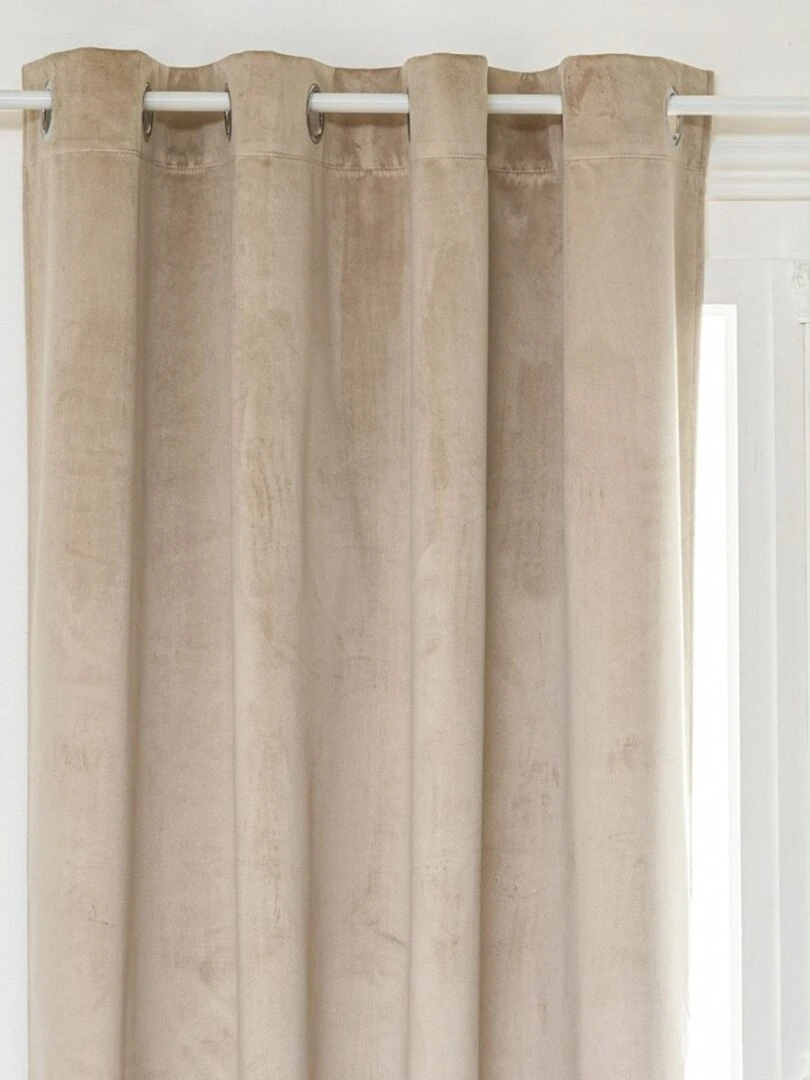 Rideau occultant à œillets 140x260 velours Théa beige Beige