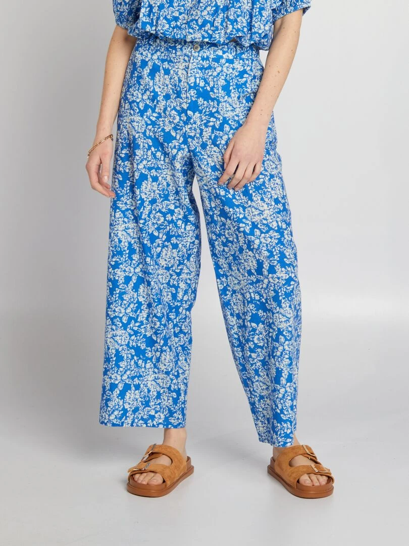 Pantalon large imprimé Bleu