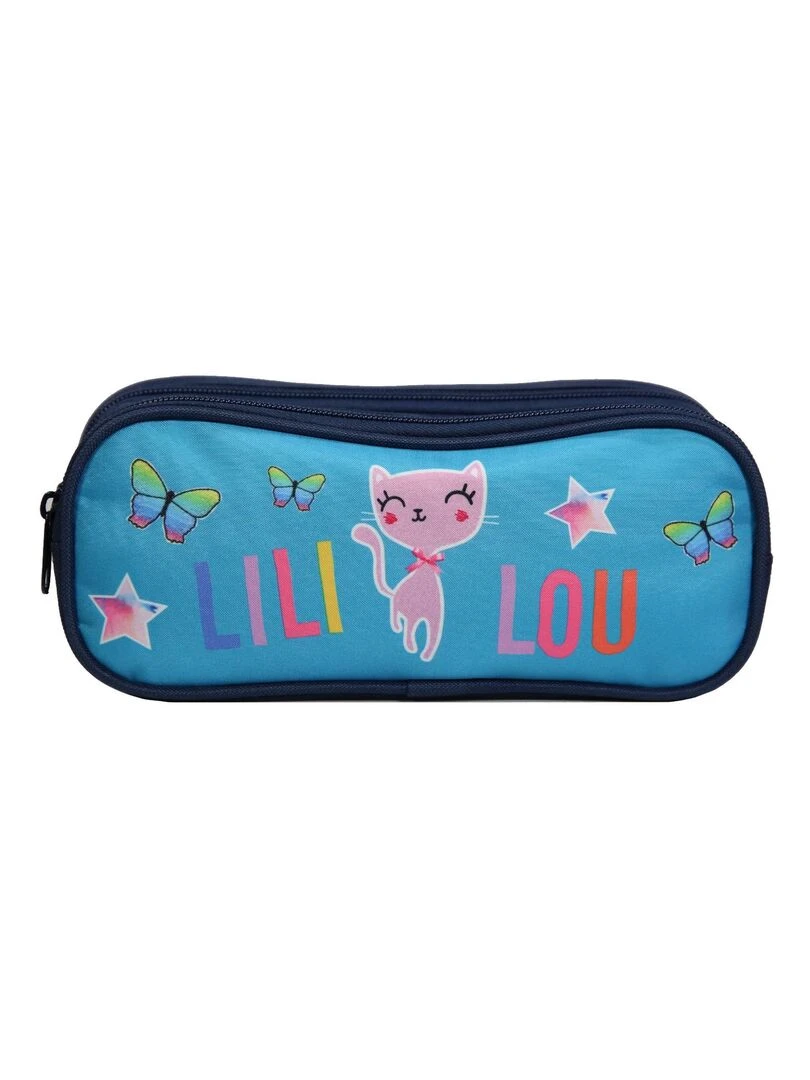 Trousse scolaire 2 compartiments Lili Lou Chat Bleue Bagtrotter Bleu