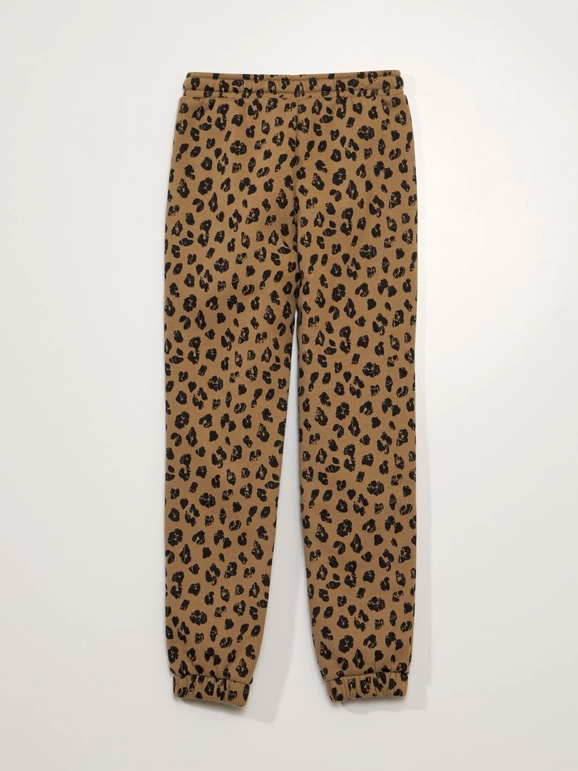Pantalon de jogging motif léopard   Marron
