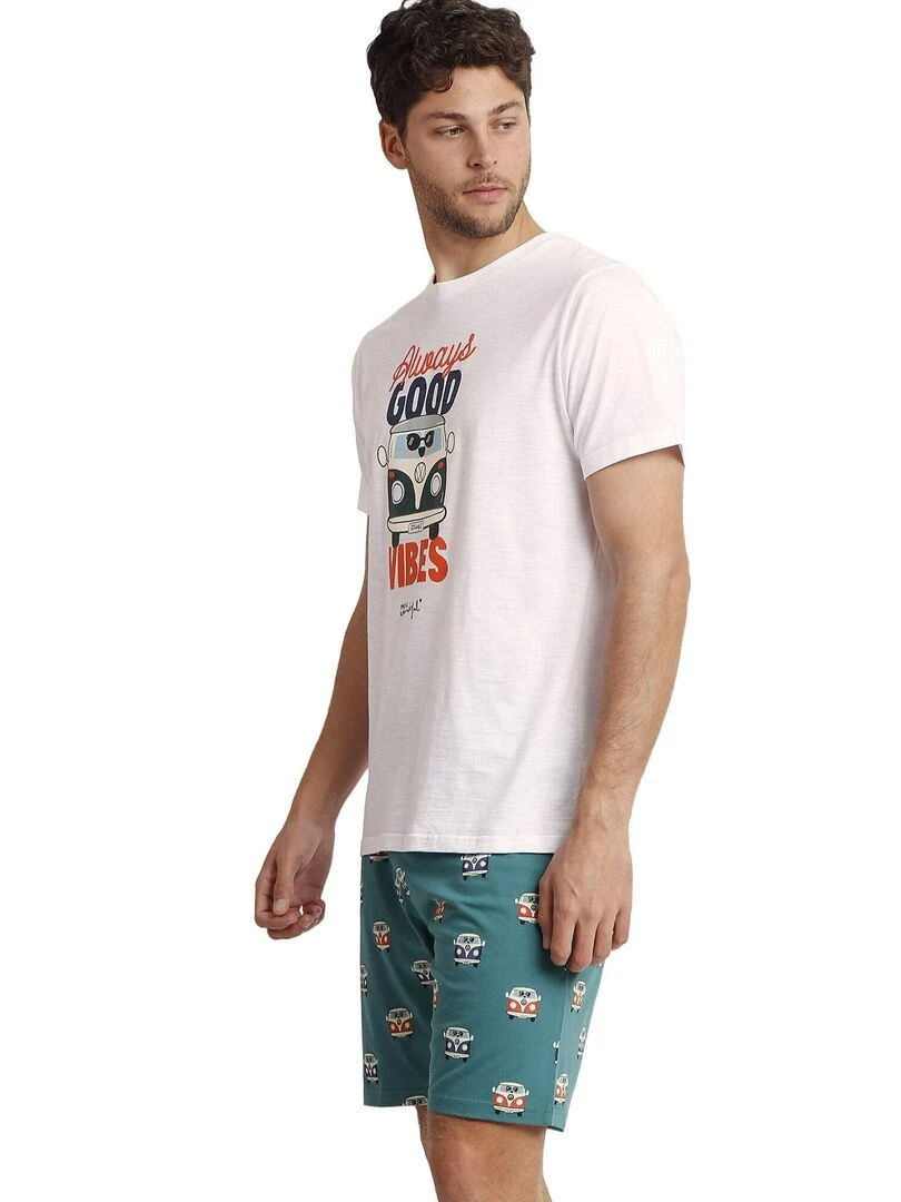 Pyjama short t shirt Furgo Mr Wonderful   Blanc
