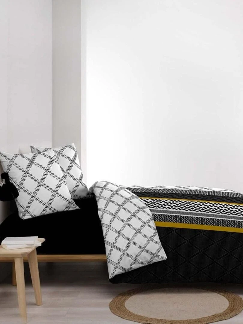 Housse de couette  + taie(s) Dakota coton 57 fils   Noir