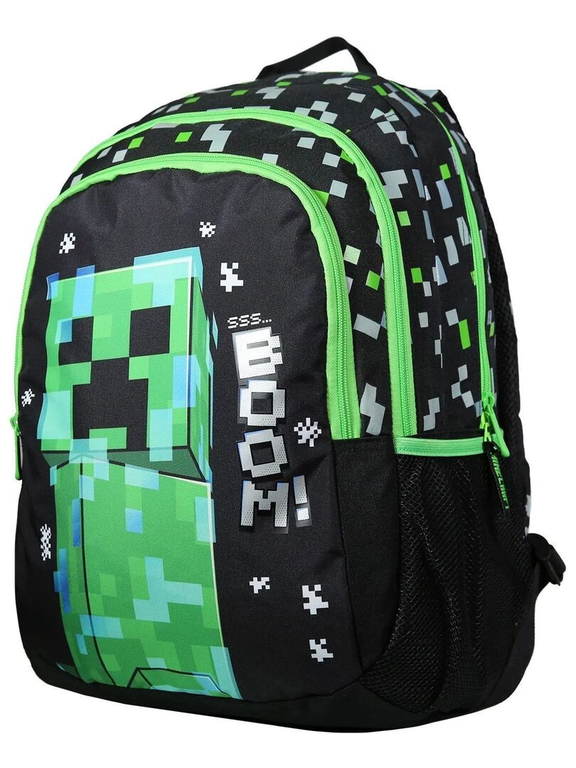 BAGTROTTER Sac à dos 2 compartiments Minecraft Jeu Vidéo Noir Noir