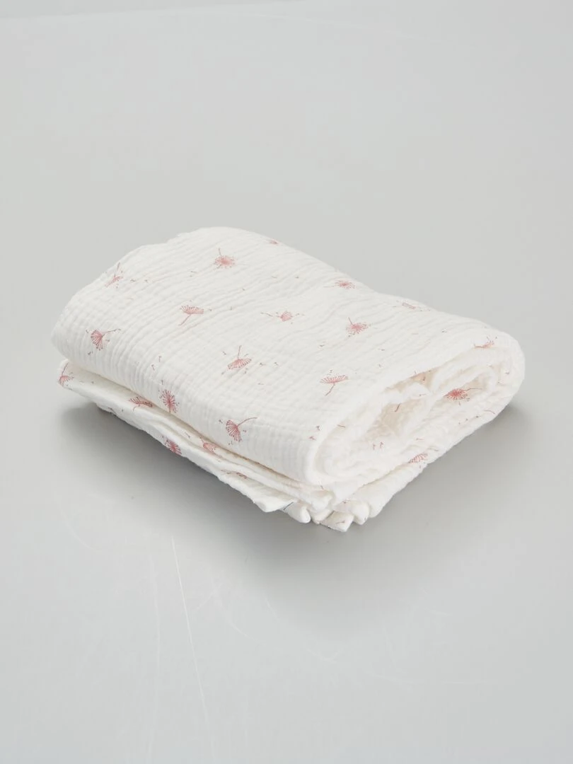 Lange en tissu gaufré Blanc/rose