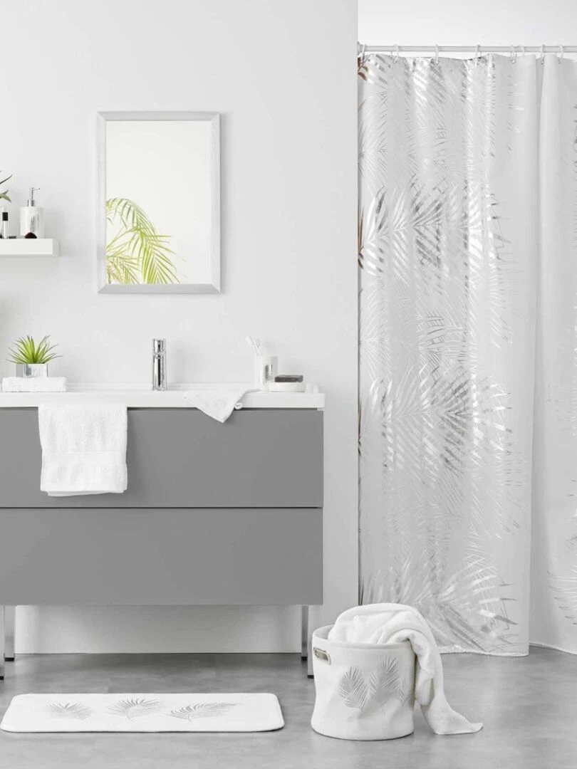 Rideau de douche polyester 180x200 Orbella blanc argent Blanc
