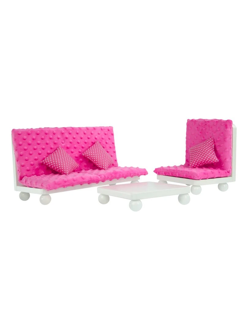 Salon avec canapé fauteuil et table base pour poupée ou poupon jouet Olivias Little World   N/A