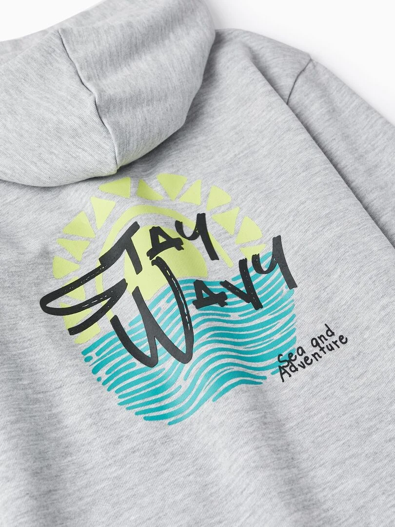 Manteau avec Fermeture Éclair et Capuche pour Garçon   NO DRAMA IN THE BAHAMAS   Gris clair