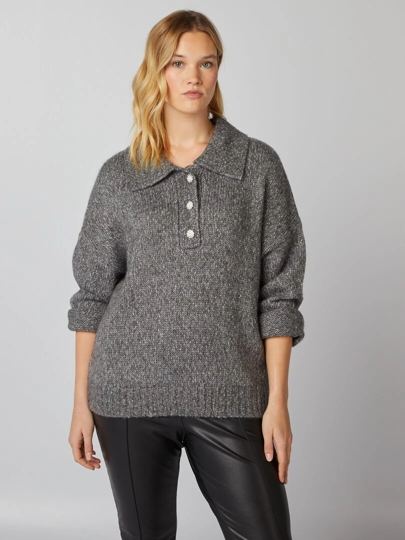 Pull en maille épaisse Gris