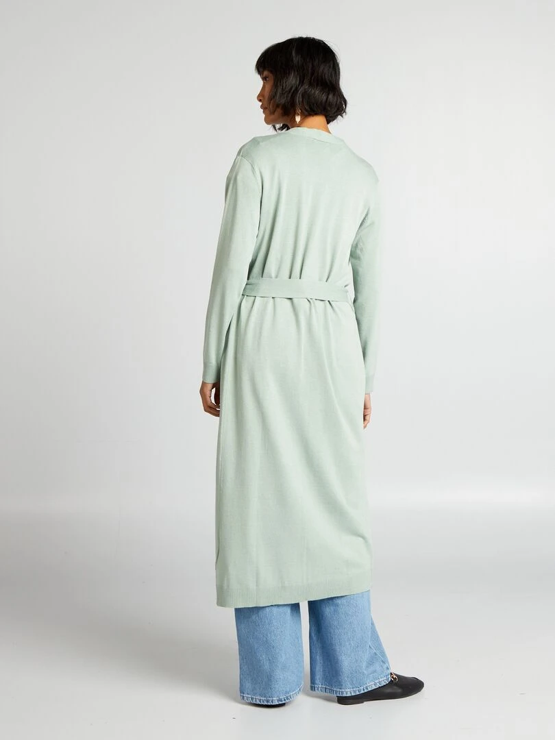 Gilet extra long à ceinture   Vert