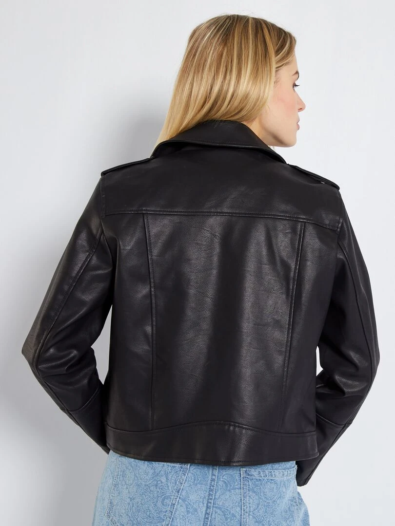 Blouson en simili uni   noir