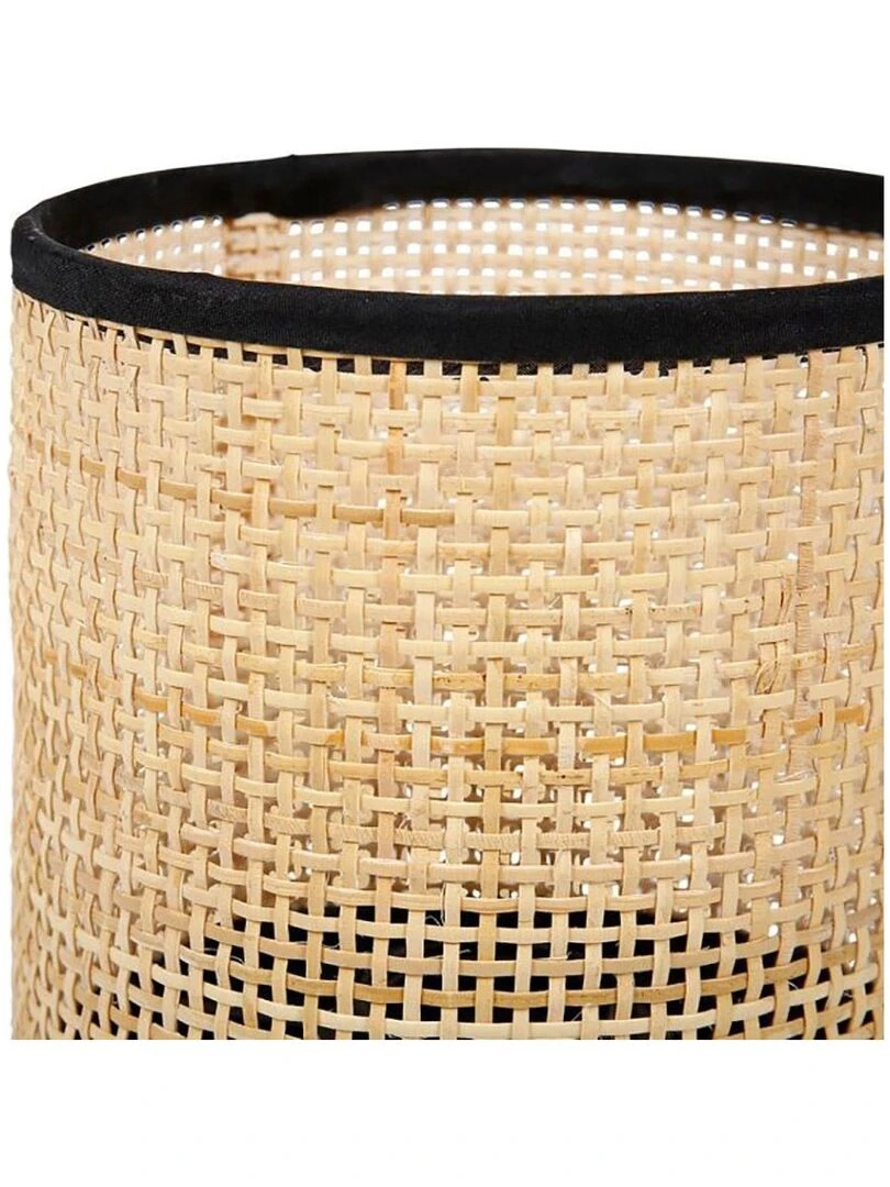 Lampe Typha base bois noir abat jour rotin   Noir