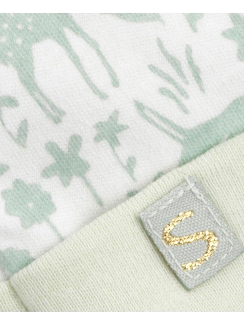 Bonnet de naissance en coton SAUTHON Blanc Vert