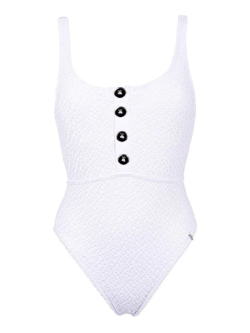 Maillot de bain 1 pièce maille crochet pailletée Diadème   Blanc