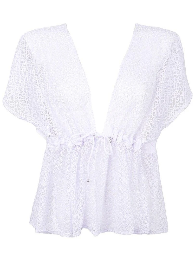 Top de plage maille crochet pailletée Diadème   Blanc