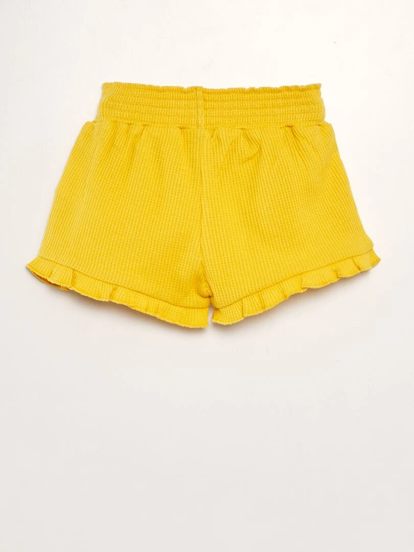 Short en nid d'abeilles Jaune