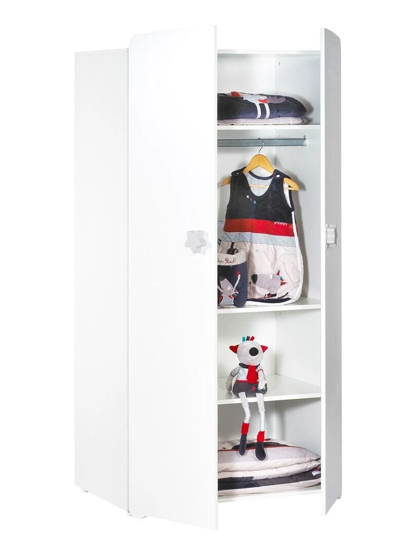 Armoire bébé 2 portes BABYPRICE Blanc Gris