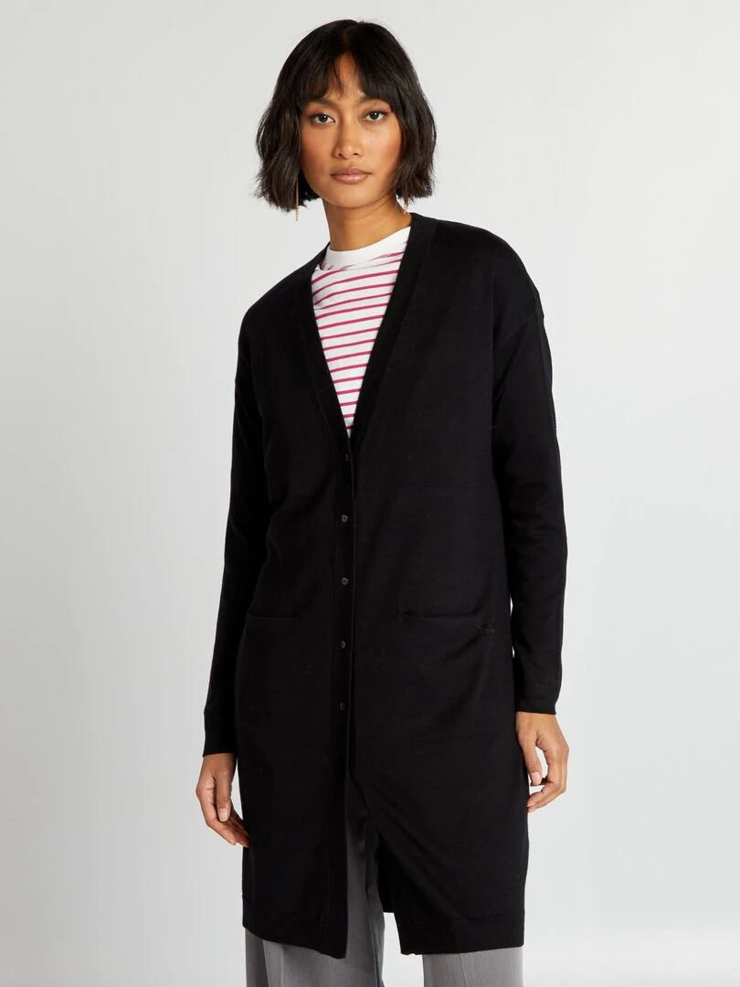 Gilet long boutonné   Noir