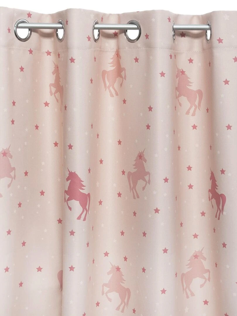 Rideau licorne phosphorescent Rose clair