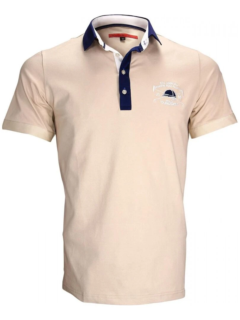 Polo brodé KYLE Beige