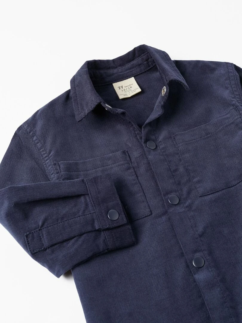 Manteau en velours côtelé en coton pour bébé garçon manches longues Skater's’ Dictionary   Bleu foncé