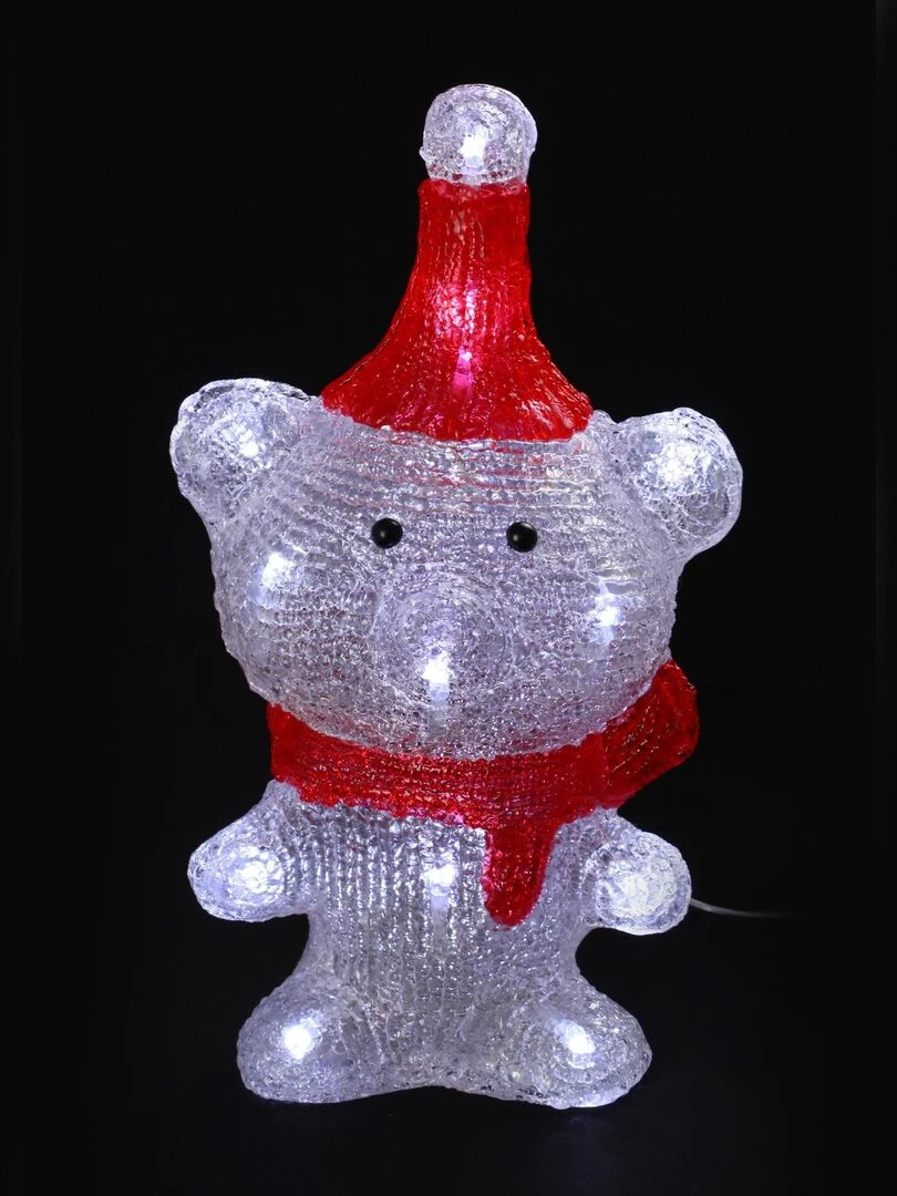 Ours avec bonnet de noel a led Blanc