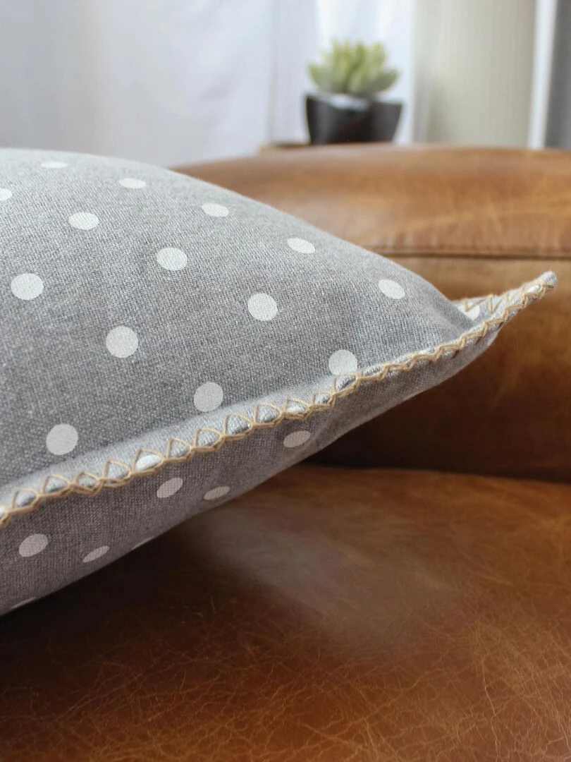 Coussin déhoussable à pois   Gris clair