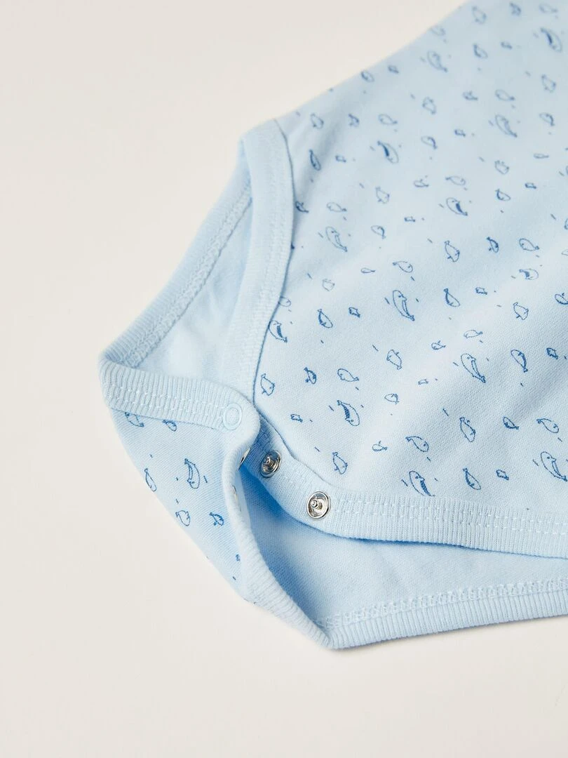 Pack 5 Bodies sans manches pour nouveau né et bébé garçon 'Whales' manches courtes ESSENTIALS LINE   Blanc