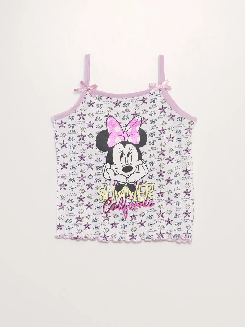 Pyjama débardeur + short 'Minnie' 'Disney'   2 pièces   Blanc/rose