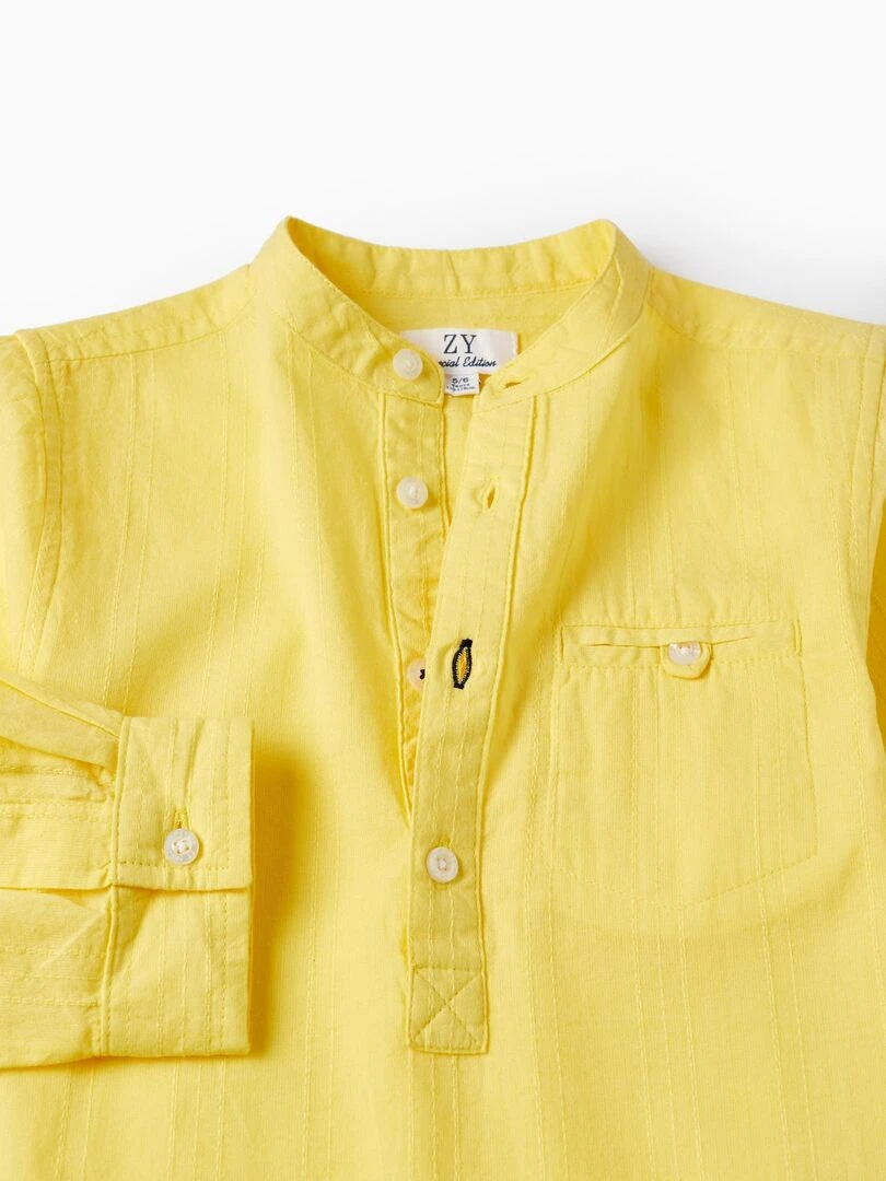 Chemise à manches longues en coton pour garçon 'Special Days' manches longues CÉRÉMONIE   Jaune foncé