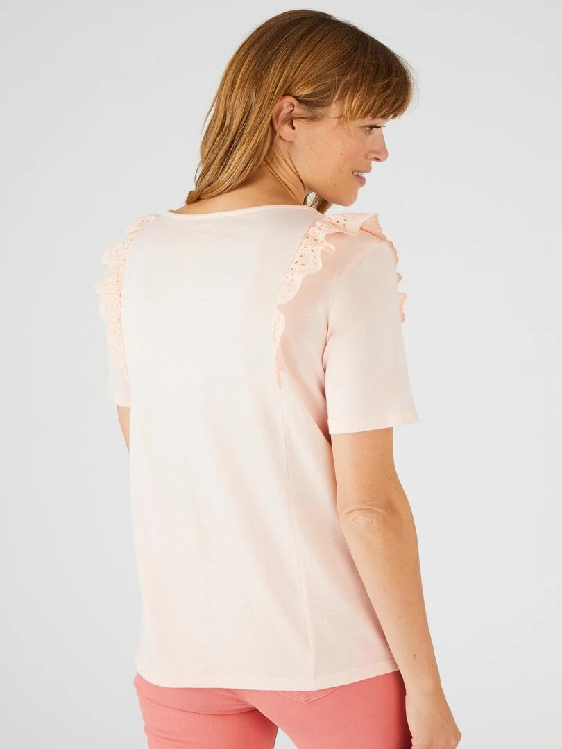 T shirt bi matière broderie anglaise   Damart   Orange