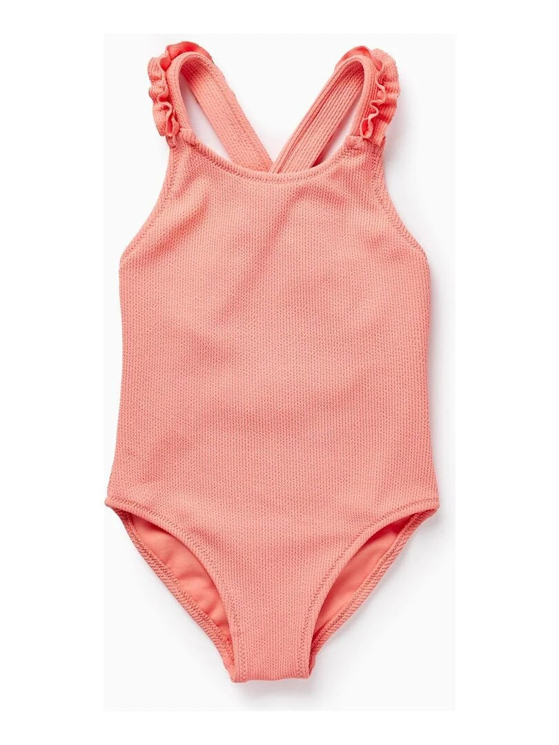 Maillot de Bain à Volants pour Bébé Fille Orange corail