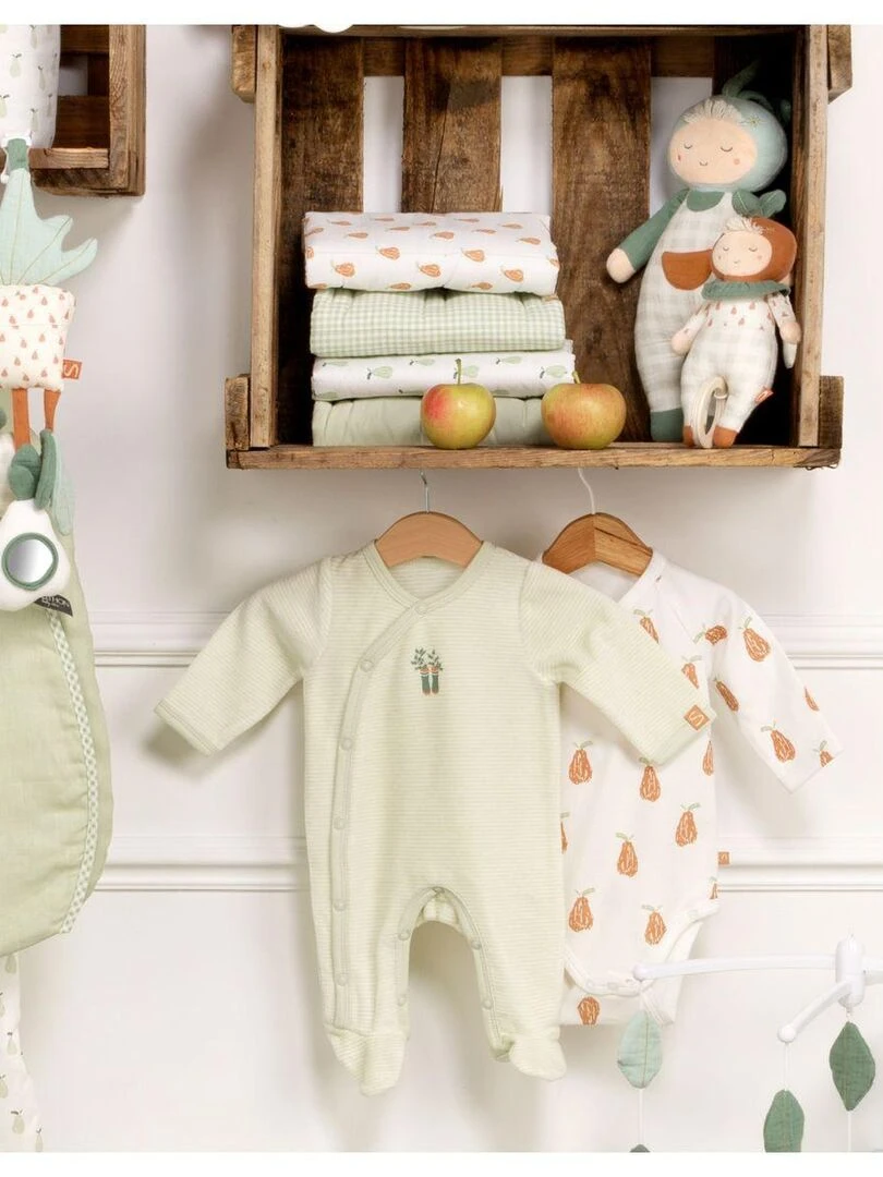 Pyjama bébé à manches longues en velours SAUTHON Vert