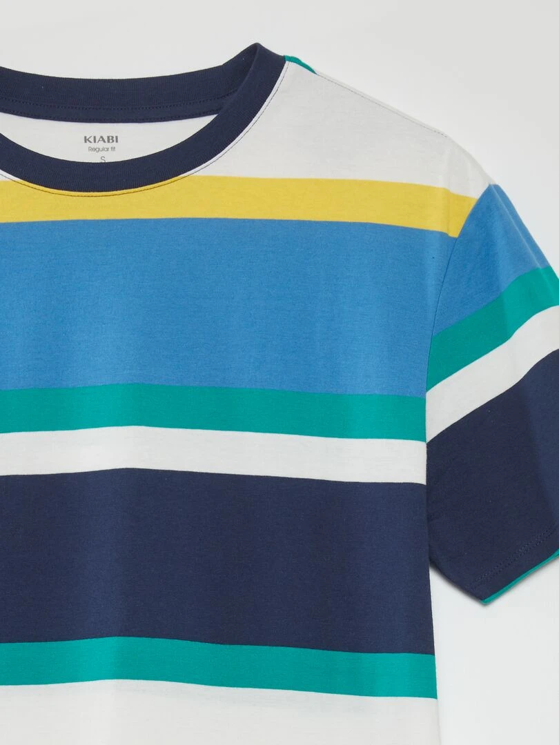 Tee shirt larges rayures colorées Bleu