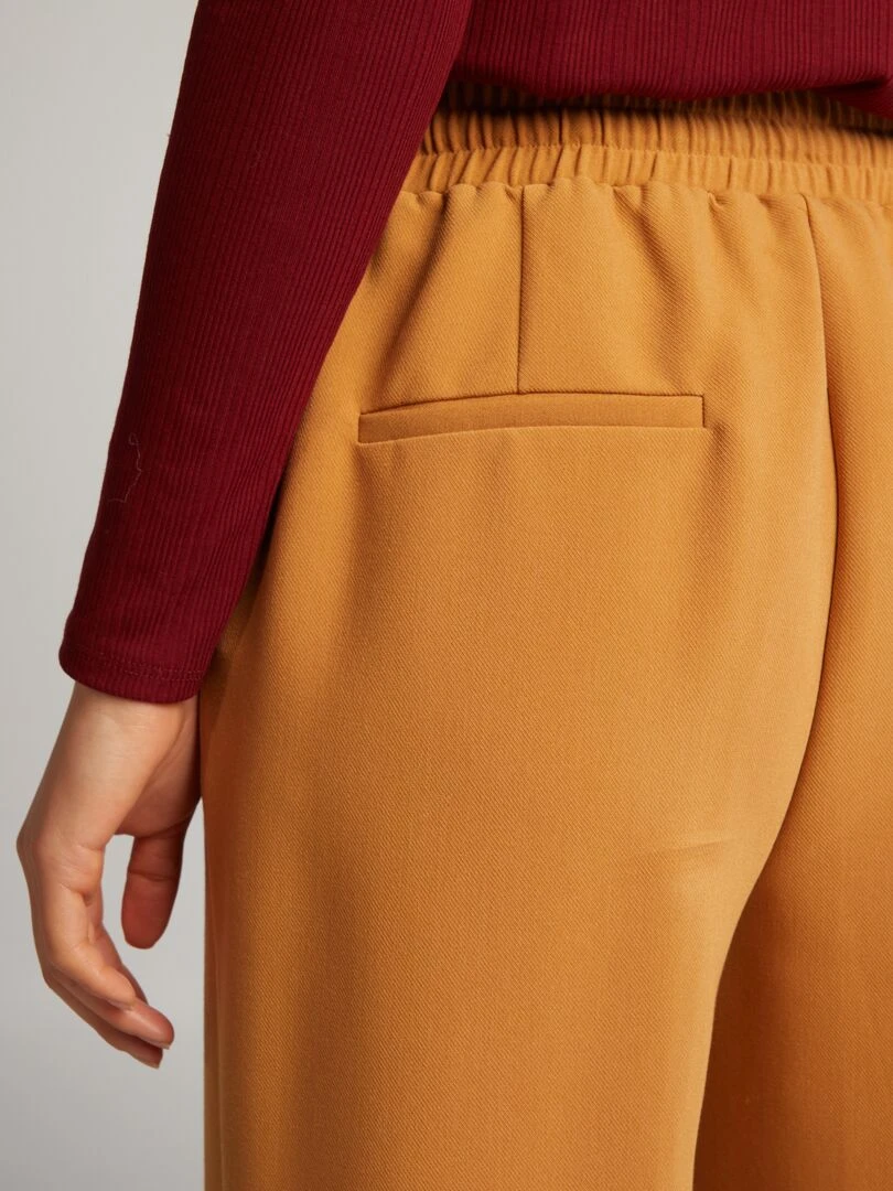 Pantalon droit avec liens à nouer   Marron