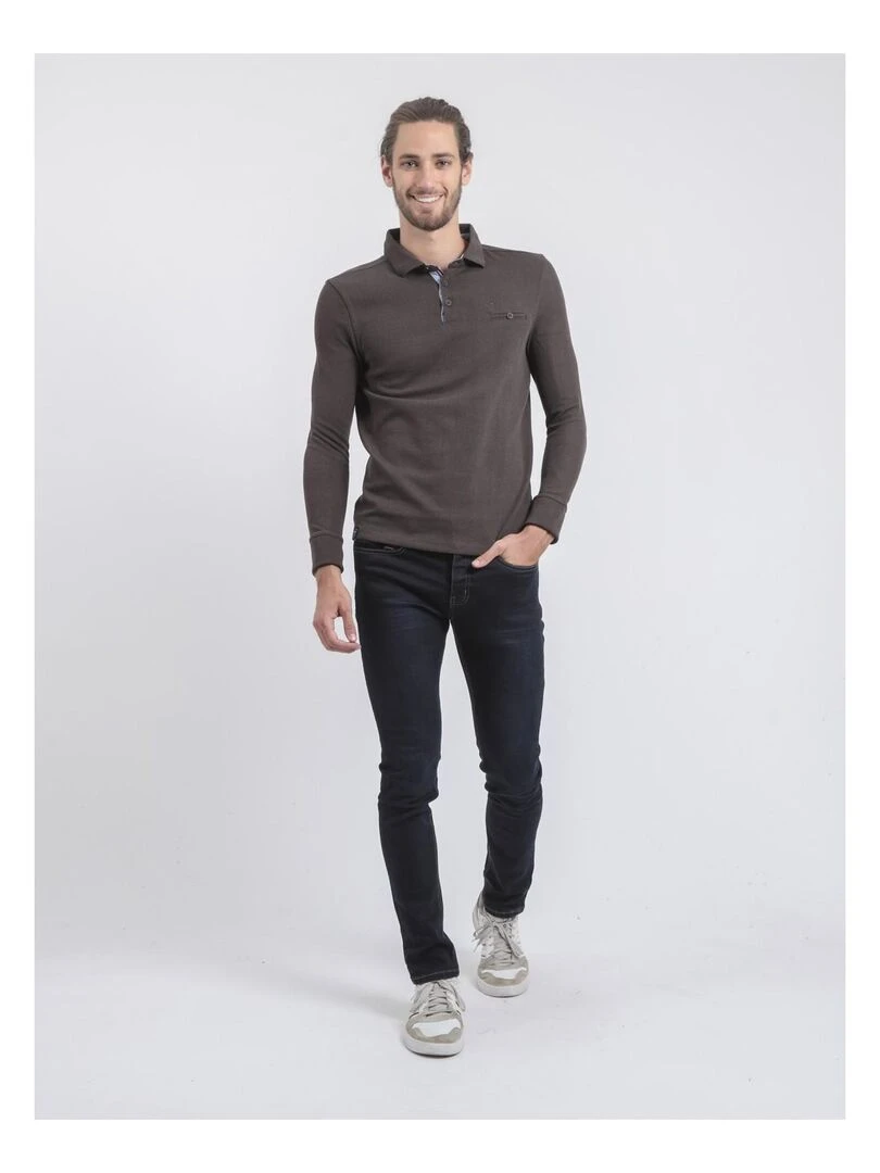 Pull fin col polo WILPARK   Gris foncé