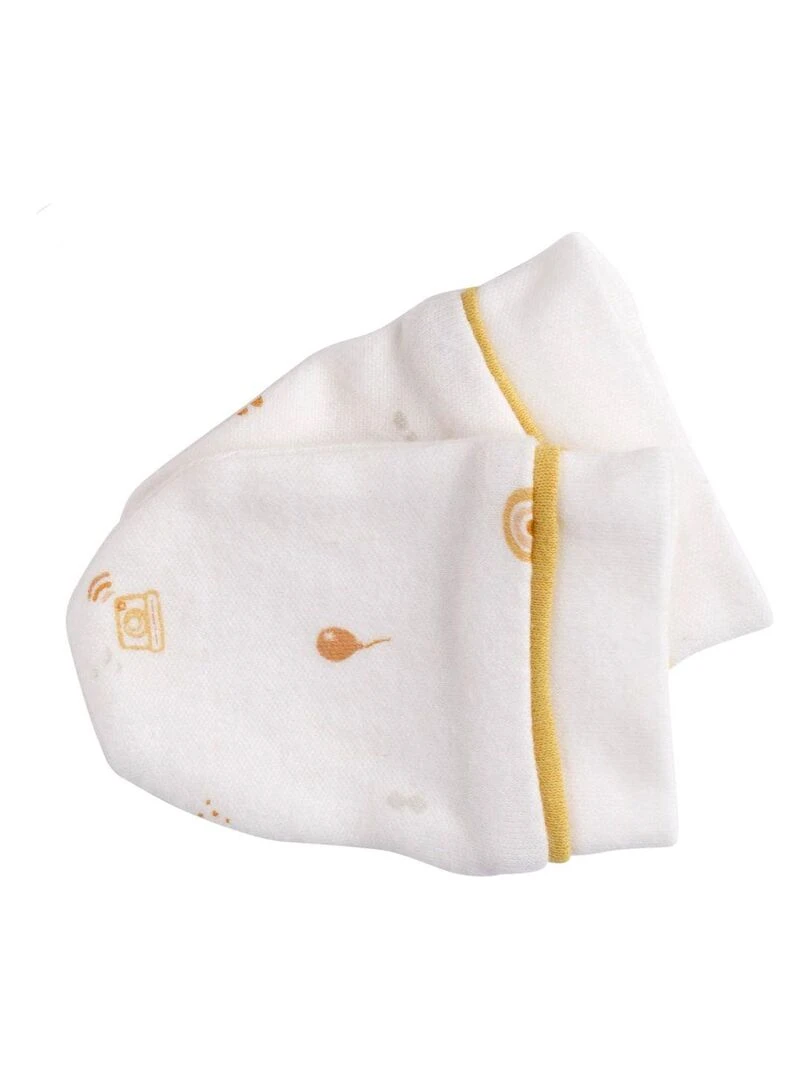 Lot bonnet et moufles bébé en coton   SAUTHON   Blanc