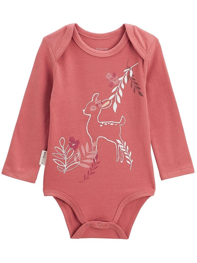 Lot de 2 bodies bébé manches longues Oma Biche Rose