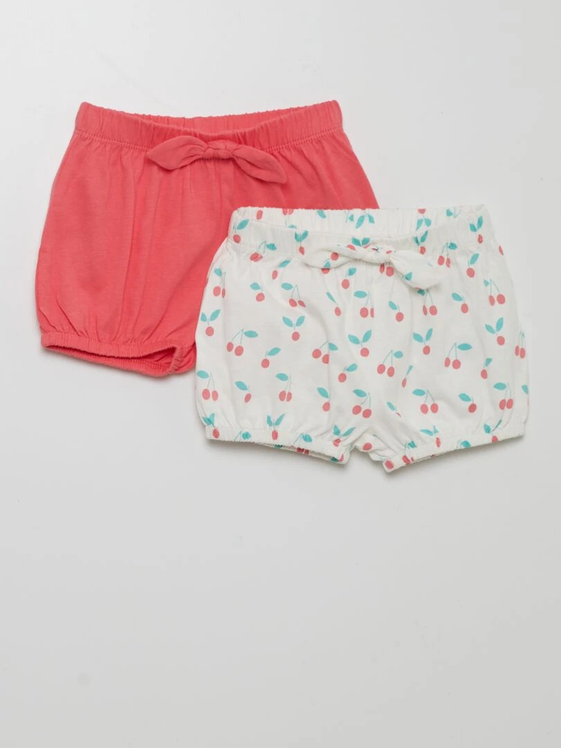Lot de 2 shorts en jersey Blanc/rose