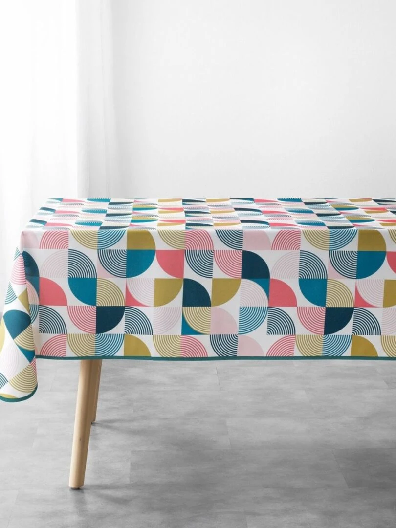 Nappe rectangulaire antitache 150x240 cm Rythmo rose Rose