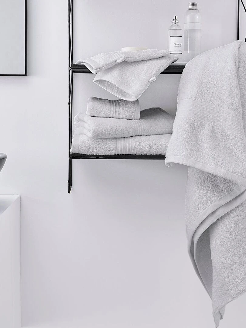 Lot de 2 serviettes de toilette coton uni ESSENTIAL Blanc