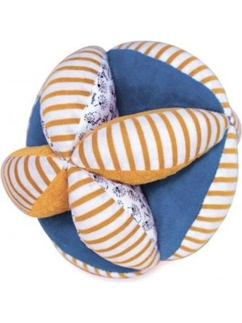 Doudou et Compagnie bio jaune et bleu Balle de préhension 15 x 15 cm Pollen l abeille Jaune