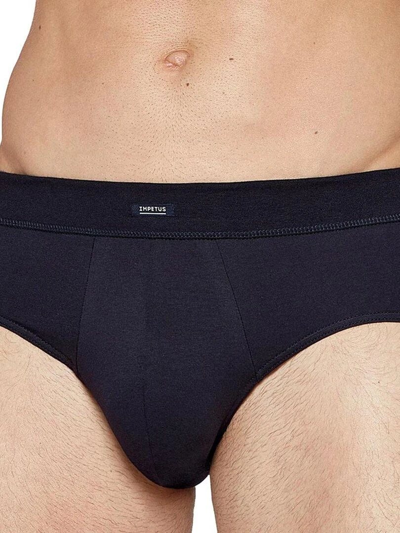 Pack 2 slips uni et imprimé en coton ceinture tubulaire Azurite   Bleu