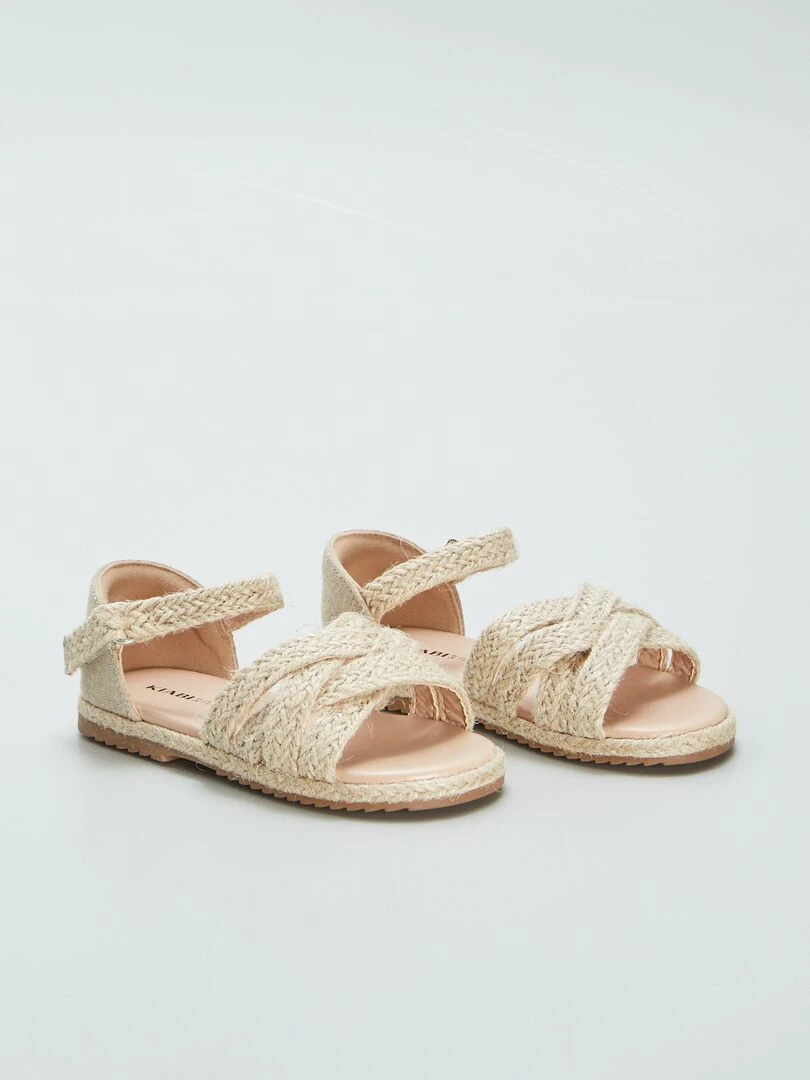 Sandales plates façon corde Beige