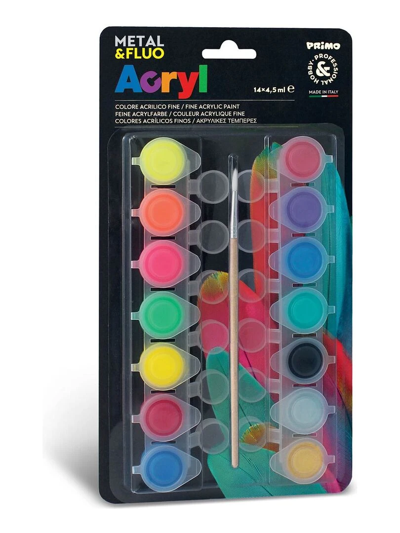 14 pots de peinture acrylique fluo et métalique 4 5 ml N/A