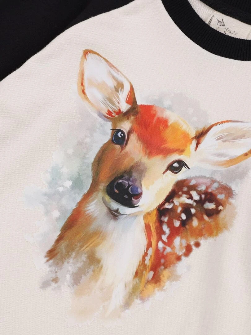 Sweat Beige Fille Imprimé Bambi THE FAWN 'LA FAUTE A VOLTAIRE' Noir Beige