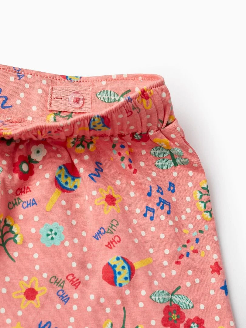 T Shirt + Short Pour Bébé Fille 'Fleurs'  CUBA   Blanc